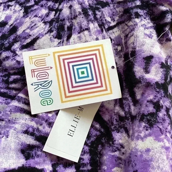 LULAROE Midi Shirt Dress Purple Tie Dye Starburst Midi Button Up V-Neck Shift M - Picture 11 of 15
